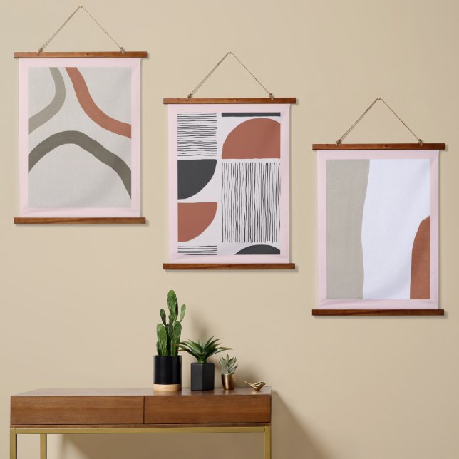 Modern Beauty Saloon Wood Topped Wall Tapestry Art (Asymmetrical)