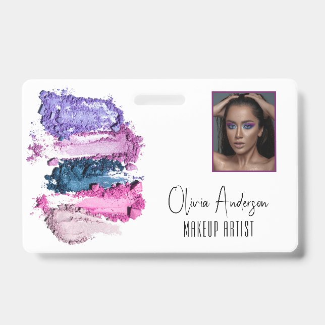 Modern Beauty Swatch Makeup Artist Picture ID Badge (Front)