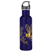 Modern Bee and Flower Water Bottle