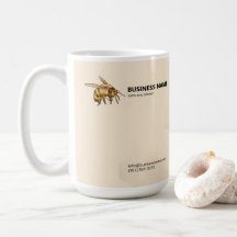 Modern Bee and Honeycomb Antique White Coffee Mug