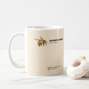 Modern Bee and Honeycomb Watermark Coffee Mug