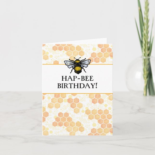 Modern Bee Happy Birthday Card (Front)