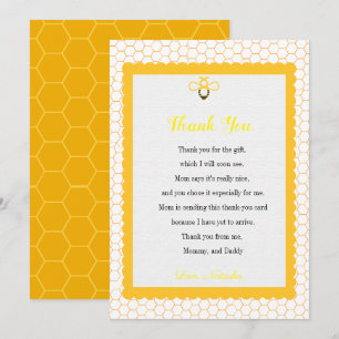 Modern  bee themes baby shower thank you card