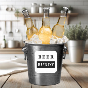 Modern Beer Buddy Black Funny Quote Square Sticker