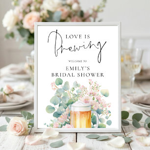 Modern Beer Love is Brewing Welcome Bridal Shower Poster