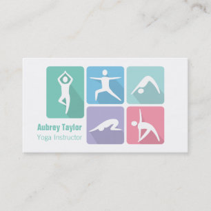 Modern Beginner Poses in Yoga Freelance Trainer Business Card