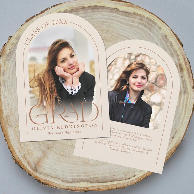 Modern Beige 2 Photo Arch Grad Announcement (Creator Uploaded)