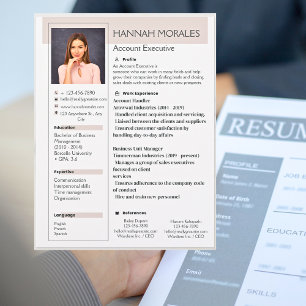 Modern Beige Aesthetic Photo Resume Custom Letterhead