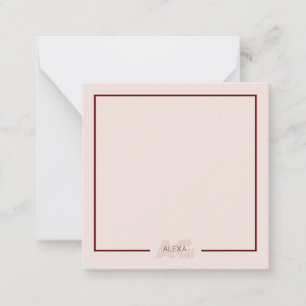 Modern Beige and Wine Monogram Card