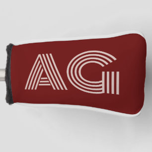 Modern Beige and Wine Monogram Golf Head Cover