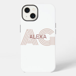 Modern Beige and Wine Monogram iPhone 13 Case