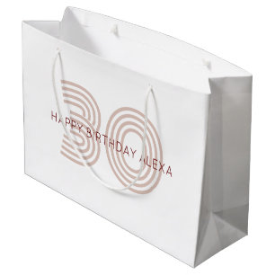 Modern Beige and Wine Monogram Large Gift Bag