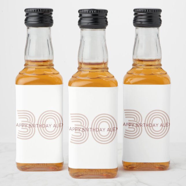 Modern Beige and Wine Monogram Liquor Bottle Label (Bottles)