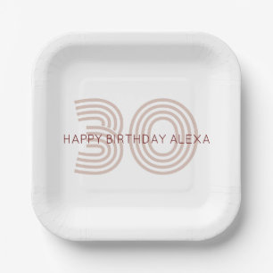 Modern Beige and Wine Monogram Paper Plate