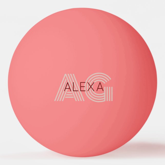 Modern Beige and Wine Monogram Ping Pong Ball (Front)