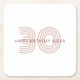 Modern Beige and Wine Monogram Square Paper Coaster