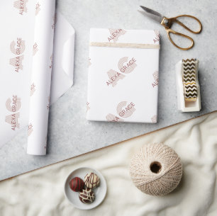 Modern Beige and Wine Monogram Wrapping Paper