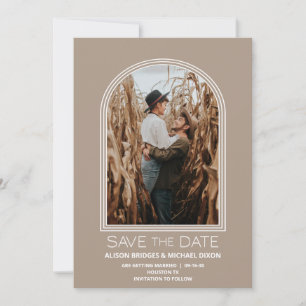Modern Beige Arch Photo Wedding Save the Date