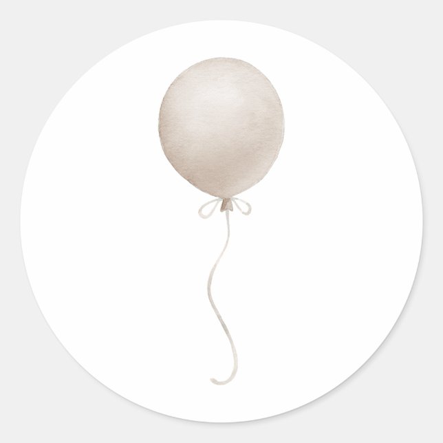 Modern Beige Balloon Boho Baby Shower Classic Round Sticker (Front)