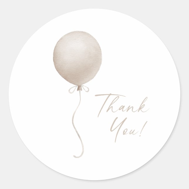 Modern Beige Balloon Boho Baby Shower Classic Round Sticker (Front)