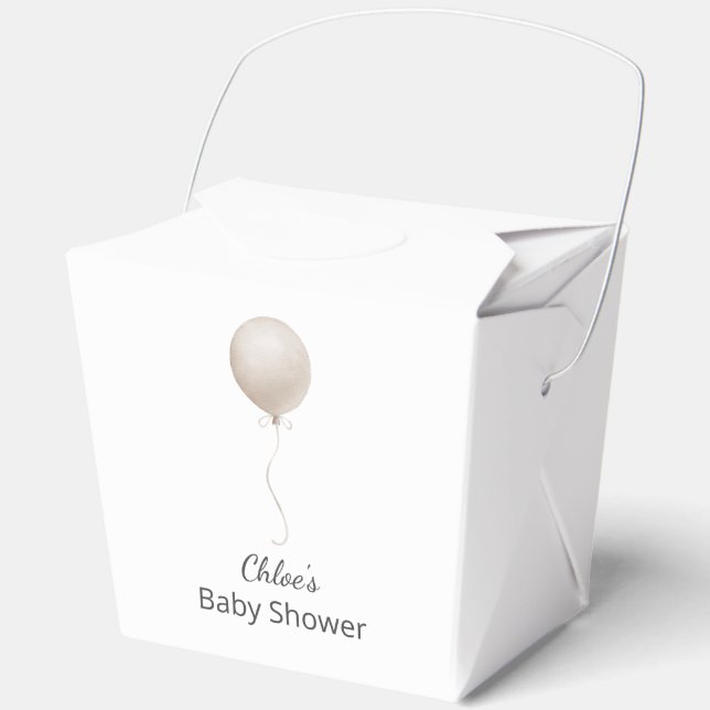 Modern Beige Balloon Boho Baby Shower Favour Box (Front)