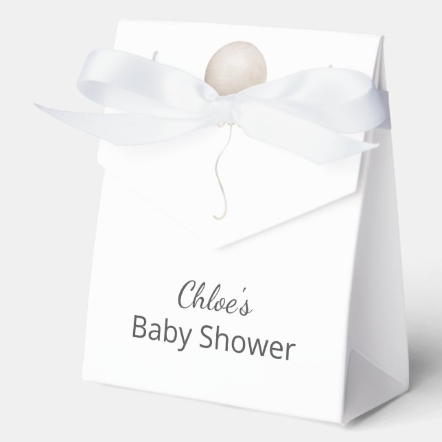 Modern Beige Balloon Boho Baby Shower Favour Box (Front)