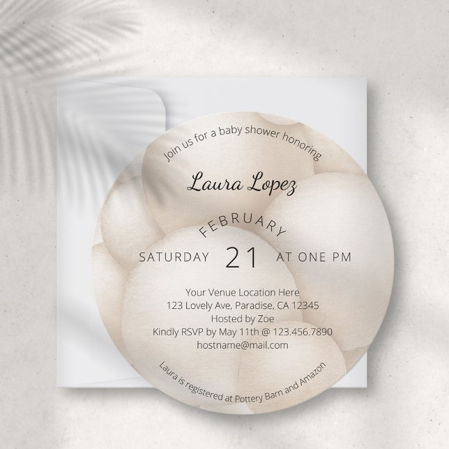 Modern Beige Balloons Baby Shower Invitation (Creator Uploaded)