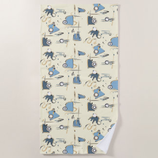 Modern Beige Beach Towel with Abstract Pattern