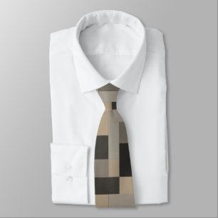 Modern Beige & Black Geometric Tie