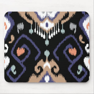Modern beige black ikat tribal pattern mouse mat