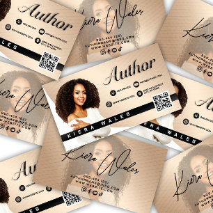 Modern Beige, Black & White Author Branding Business Card
