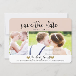 Modern Beige Blush Save the Date Photo Wedding Invitation