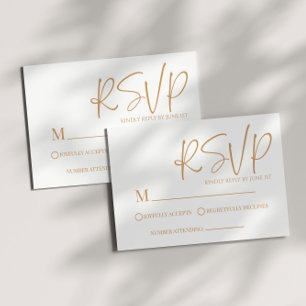 Modern Beige Boho Minimal Simple Wedding RSVP Card