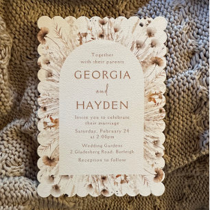 Modern Beige Boho Wildflower Wedding Invitation