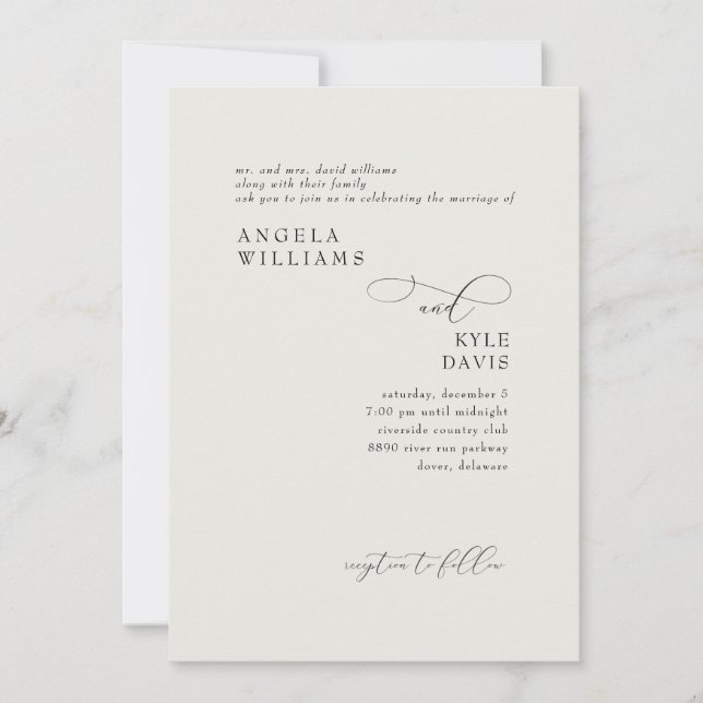 Modern Beige Bride Parents Wedding Invitation (Front)