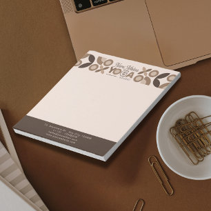 Modern Beige Brown Geometric Pattern Yoga Studio Notepad
