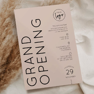 Modern Beige Business Logo Grand Opening Invitation