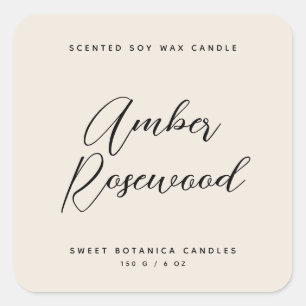 Modern beige candle product packaging  square sticker