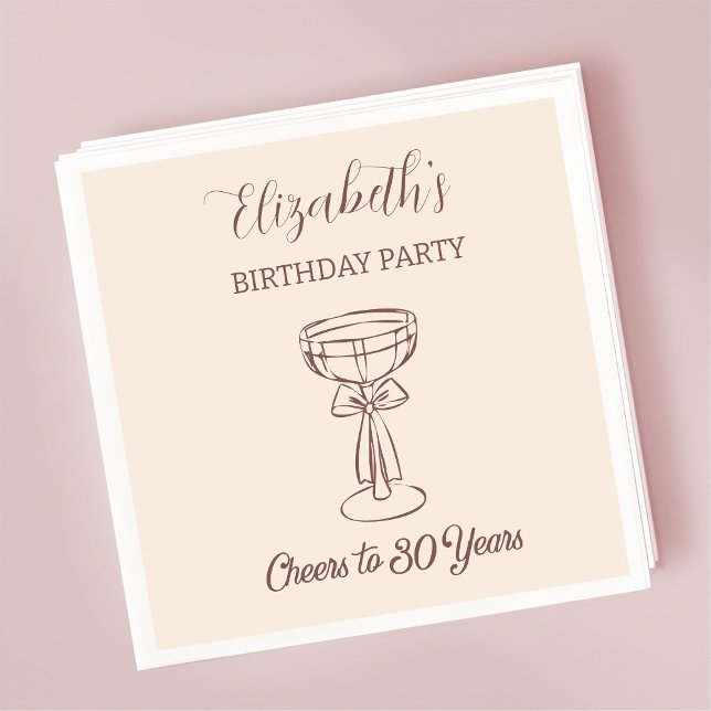 Modern Beige Cheers to 30 years Birthday Napkins (Creator Uploaded)