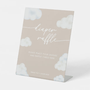 Modern Beige Cloud Baby Shower Diaper Raffle Sign
