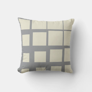 Modern Beige Deconstructed Plaid Abstract Geometri Cushion