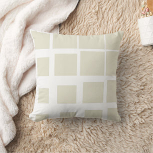 Modern Beige Deconstructed Plaid Abstract Geometri Cushion