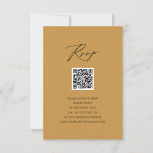 Modern Beige Elegant Script QR Wedding RSVP