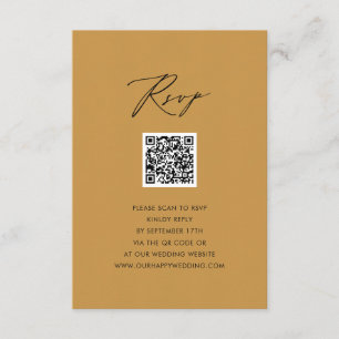 Modern Beige Elegant Script QR Wedding RSVP Enclosure Card