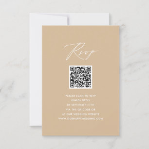 Modern Beige Elegant Script Simple QR Wedding RSVP