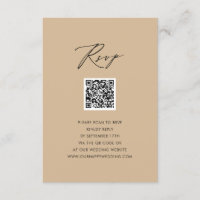 Modern Beige Elegant Script Simple QR Wedding RSVP