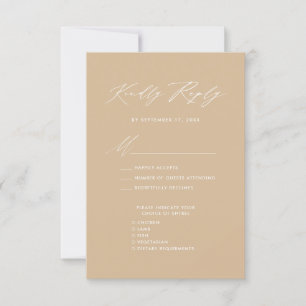 Modern Beige Elegant Script Simple Wedding RSVP