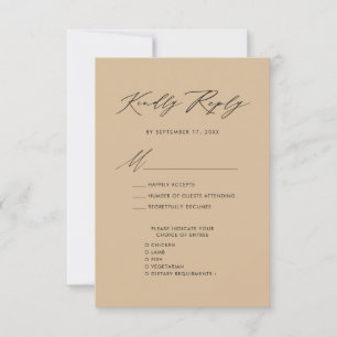 Modern Beige Elegant Script Simple Wedding RSVP
