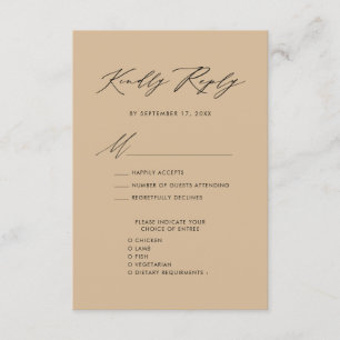 Modern Beige Elegant Script Simple Wedding RSVP Enclosure Card