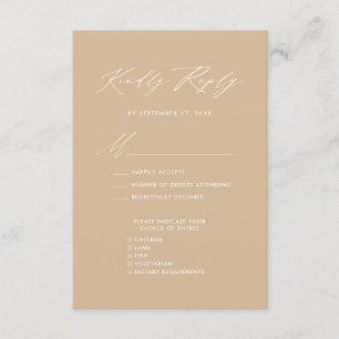 Modern Beige Elegant Script Simple Wedding RSVP Enclosure Card